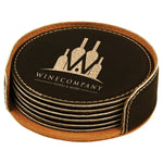 4" Laserable Leatherette 6-Coaster Set