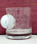 Ben Shot Golf Ball Rocks Glass