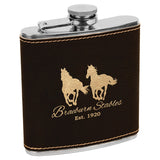 6 oz. Leather Laserable Stainless Steel Flask