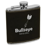 6 oz. Leather Laserable Stainless Steel Flask