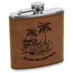 6 oz. Leather Laserable Stainless Steel Flask