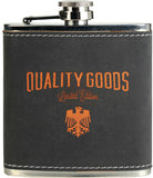 6 oz. Leather Laserable Stainless Steel Flask