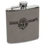 6 oz. Leather Laserable Stainless Steel Flask