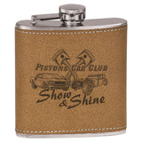 6 oz. Leather Laserable Stainless Steel Flask