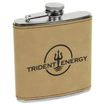 6 oz. Leather Laserable Stainless Steel Flask