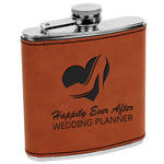 6 oz. Leather Laserable Stainless Steel Flask